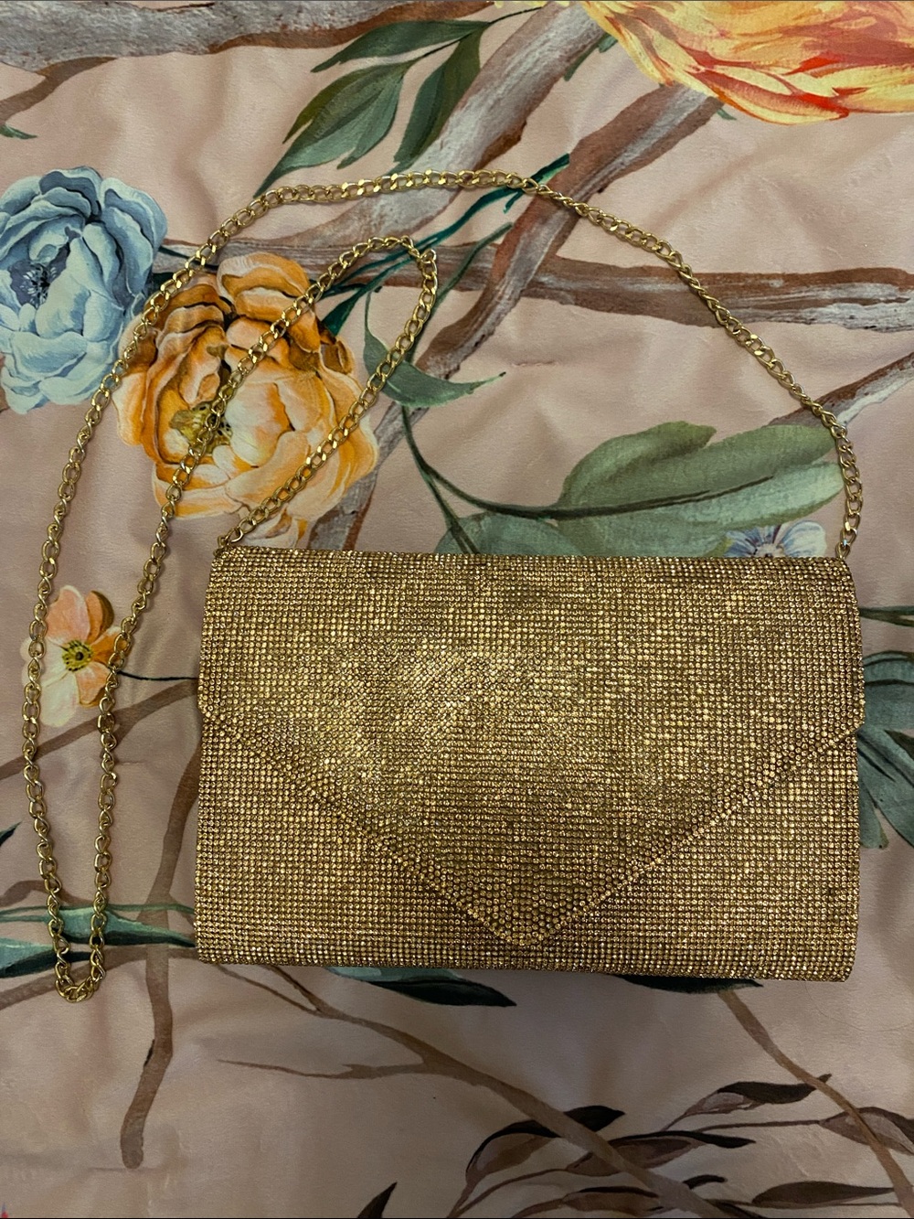 Aldo Gold Sparkle Chain Strap Clutch